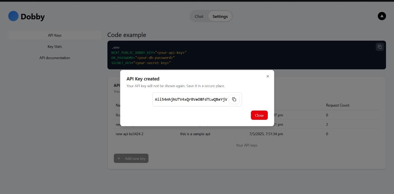 Generate Chatbot API Key